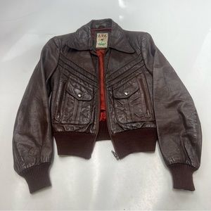 1940s vintage girls brown genuine leather  7/8 L81-6